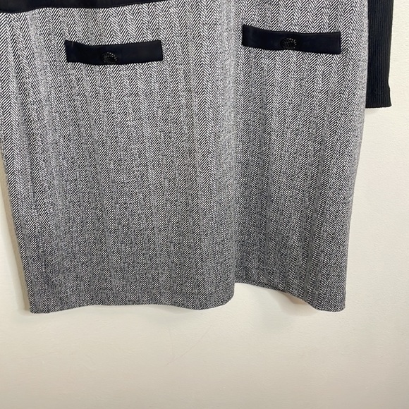 Karl Lagerfeld mock neck knit midi sweater dress herringbone print skirt size 14 - Picture 2 of 10